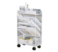 Bibliothèque mobile sur roulettes, chariot de rangement de bureau compact, support de présentation en métal, organisateur pour espaces étroits, porte-revues d'angle, organisateur de papier
