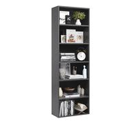Bibliothèque moderne à 6 étagères en bois - Cube nizer autonome pour salon, bureau, chambre à coucher, séparateur de pièce, 55,5 x 23,5 x 181 cm, noir - Solution de rangement élégante