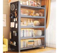 Bibliothèque moderne à porte pliante autonome avec cadre en métal robuste pour salon, chambre à coucher, cuisine, garde-manger - Solution élégante de nization pour la maison
