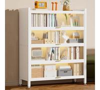 Bibliothèque moderne à portes battantes avec panneaux arrière, solution de rangement peu encombrante pour cuisine, bureau et salon