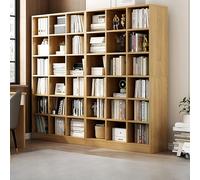 Bibliothèque moderne avec base surélevée et panneau arrière - Bibliothèque d'angle à poser au sol avec plusieurs grilles - Étagères de rangement pour divers articles - Vitrine en plusieurs styles