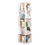 Bibliothèque moderne blanche avec 5 niveaux rotatifs à 360° pour une grande capacité de rangement, idéale pour la maison et le bureau