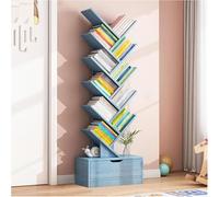 Bibliothèque moderne bleue à 10 niveaux pour salon, bureau, chambre à coucher