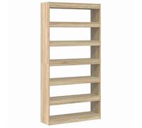 Bibliothèque moderne en bois d'ingénierie - vidaXL - 100x30x198 cm - Chêne Sonoma - 6 étagères - Fixation murale