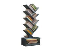 Bibliothèque moderne en forme d'arbre de 120 cm avec design anti-basculement pour CD/livres - Bibliothèque bleue élégante pour chambre à coucher et salon, décoration unique