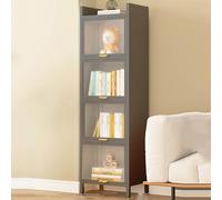 Bibliothèque moderne en métal avec portes transparentes pour chambre à coucher, salon, bureau et étude, cube de rangement (40 x 35 x 165 cm)