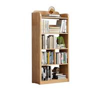 Bibliothèque moderne multicouche avec coins arrondis, élégante vitrine rotative et étagère d'angle pour le rangement de la maison avec petite empreinte (naturel, 147,1 cm)