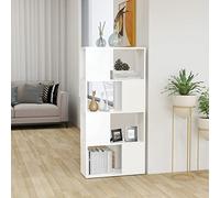 Bibliothèque moderne peu encombrante, séparateur élégant pour salon, aggloméré avec étagères, bibliothèque contemporaine, solution de rangement modulaire, décoration d'intérieur élégante