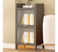 Bibliothèque moderne sur pied avec portes transparentes, meuble de rangement élégant pour chambre à coucher, salon, bureau, design contemporain et fonctionnalité polyvalente