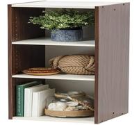 Iris Ohyama, Bibliotheque Gain de Place, Large 3 Etageres, Marron, Réglable, Modulable, pour Salon, Bureau, Chambre, Livres, CD, Petit Meuble de Rangement, Montage Facile, UB-9030
