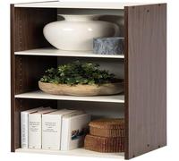 Iris Ohyama, Bibliotheque Gain de Place, Extra Large 3 Etageres, Marron, Réglable, Modulable, pour Salon, Bureau, Chambre, Livres, CD, Petit Meuble de Rangement, Montage Facile, UB-9035