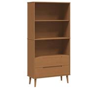 Bibliothèque molde - vidaXL - bois de pin massif - caramel - 85 x 35 x 170 5 cm - 2 tiroirs et 3 compartiments ouverts 9058250