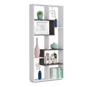 Bibliothèque multipositions horizontal et vertical Blanc artic- Effet industriel vieilli - 180 x 80 x 25 cm