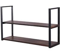 Bibliothèque murale à 2 niveaux, étagère murale, étagère de plafond, support de rangement, étagère à vin, bibliothèque, cadre de décoration à suspendre | Style loft rétro vintage (100 x 30 x 60 cm)