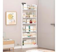 Bibliothèque murale à 6 niveaux pour chambre à coucher, salon, bureau, 50 x 9,9 x 178,3 cm, idéale pour les jouets et les livres des enfants, finition blanche élégante
