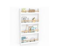 Bibliothèque murale enfant PAULETTE 4 étagères blanc et bois