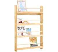 Bibliothèque murale enfants - SOBUY - 4 étages - L60xP12xH80 cm - Bois naturel - Rangement sécurisé