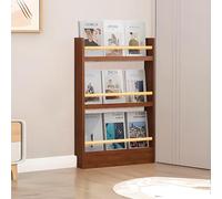 Bibliothèque murale étroite à 3 niveaux pour économiser de l'espace pour chambre à coucher, salon et bureau, rangement derrière la porte pour jouets et livres pour enfants, finition noyer, 50 x 9,9 x