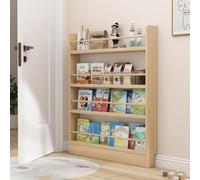 Bibliothèque murale étroite en bois avec crochets, idéale pour le rangement derrière une porte, 50 x 10 x 119 cm