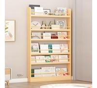Bibliothèque murale fine à 6 niveaux pour chambre à coucher, salon, bureau, derrière porte, idéale pour les jouets et les livres des enfants, 120 x 9,9 x 178,3 cm, finition naturelle