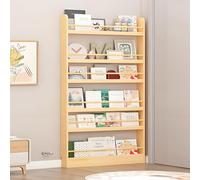 Bibliothèque murale fine à 6 niveaux pour chambre à coucher, salon, bureau et derrière une porte, finition naturelle, idéale pour les jouets et les livres d'enfants, 100 x 9,9 x 178,3 cm