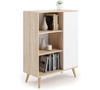 FONDI Meuble Buffet, commode, armoire 1 porte et 3 étagères - chêne sonoma / blanc - L 90 x P 40 x H 116cm