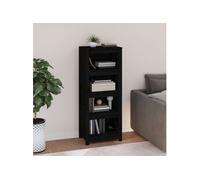 Bibliothèque Armoire à Livres Etagère à Livres sur Pied Meuble de Rangement Bureau Maison Intérieure Noir 50x35x125,5 cm Bois de Pin Massif