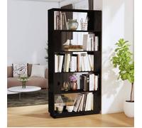 Bibliothèque - Noir - 80x25x163,5 cm - Bois massif - Étagère polyvalente - Design contemporain
