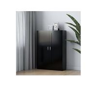 Cabinet De Livres Avec Rangement À 3 Zones & Portes Doubles 82,5x30,5x115 Cm Bois Composé Noir