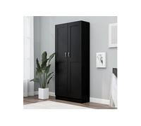 Cabinet De Livres Avec 5 Étagères & 2 Portes Noires 82,5x30,5x185,5 Cm Bois Composé Noir