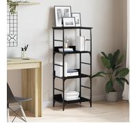 Bibliothèque Noir Chêne 50x33x117,5 cm Bois d ingénierie et Acier