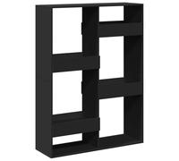 Bibliothèque noire - 100 x 33 x 135 cm - En bois - 6 compartiments | Séparateur de pièce, 6 compartiments, surface lisse, nettoyer un chiffon humide, support mural nécessaire