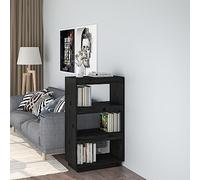 Bibliothèque noire, 60 x 35 x 103 cm, en pin massif, séparateur de pièce, polyvalente, étagère ouverte pour salon, bureau, stable et élégante