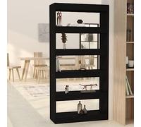 Bibliothèque noire à 6 compartiments, 80 x 30 x 166 cm, en bois robuste, séparateur de pièce polyvalent pour salon, bureau et couloir, idéale pour ranger des livres, des fichiers et des décorations