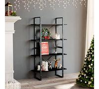 Bibliothèque noire avec 4 compartiments, 80 x 30 x 140 cm, en bois robuste, organisateur cube polyvalent pour salon, bureau, chambre à coucher