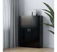 Bibliothèque noire en bois - 82,5 x 30,5 x 115 cm - Élégante bibliothèque à 3 compartiments - 2 portes pour salon, bureau - Rangement polyvalent