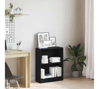 Bibliothèque noire en bois robuste, 60 x 24 x 76 cm, design moderne, espace de rangement polyvalent pour livres et décoration, idéale pour le salon, le bureau et le bureau