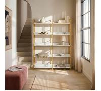 Bibliothèque Noskik 180 x 120 x 30 cm doré /effet marbre, blanc
