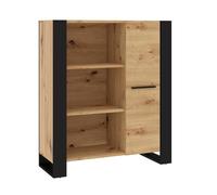 Bibliothèque NUKA J 90 cm buffet haut, étagère chêne artisan / noir mat