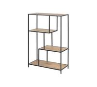 - Bibliothèque ouverte 3 étagères en MDF et métal - Beige et Noir - Sireine