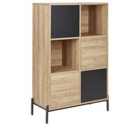 Bibliothèque Ouverte 4 Armoires et 2 Volets en MDF Bois Clair et Gris Moines