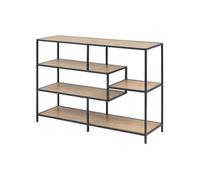 Toilinux.com Bibliothèque Ouverte 4 étagères en MDF et métal - Beige et Noir