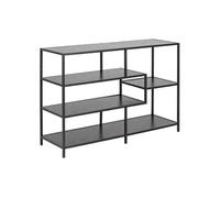 Toilinux - Bibliothèque ouverte 4 étagères en MDF et métal - Noir - Sireine Noir