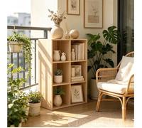 Bibliothèque ouverte à 6 cases en bois d’ingénierie chêne, étagère cube modulable 59,6 x 29 x 89 cm