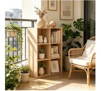 Bibliothèque ouverte étagère 6 cases sur pied 59,6 x 89 x 29 cm meuble de rangement aspect chêne bois E1 ORVRYN