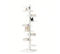 BibliothèQue Ouverte Rotative à DegréS Du Sol Au Plafond, BibliothèQue Tour Verticale, En MéTal De 9 éTages, AdaptéE Au Salon Et Au Bureau(Color:blanc)