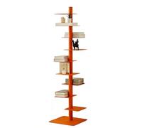 BibliothèQue Ouverte Rotative à DegréS Du Sol Au Plafond, BibliothèQue Tour Verticale, En MéTal De 9 éTages, AdaptéE Au Salon Et Au Bureau(Color:Orange)