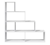 Bibliothèque PEGANE - 4 étagères - Blanc Brillant - Mélamine - 145 x 145 x 29 cm