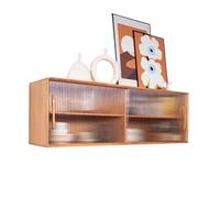 Bibliothèque Petite Armoire Suspendue en Bois, étagère Murale avec Porte coulissante en Verre, Coin Repas Mural, étagère de Rangement for Cuisine et Salon Étagère à Livres( L80xW30xH40 cm)