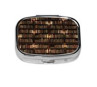 Bibliothèque - Pilulier à 2 compartiments - Portable - Pour poche ou sac à main - Boîte à pilules décorative en métal